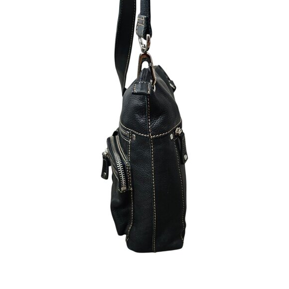 Fossil Vintage Pebble Leather Pocket Moto Black Messenger Shoulder Crossbody Bag - Picture 14 of 15